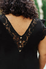 Lace Cap Sleeve Top in Black