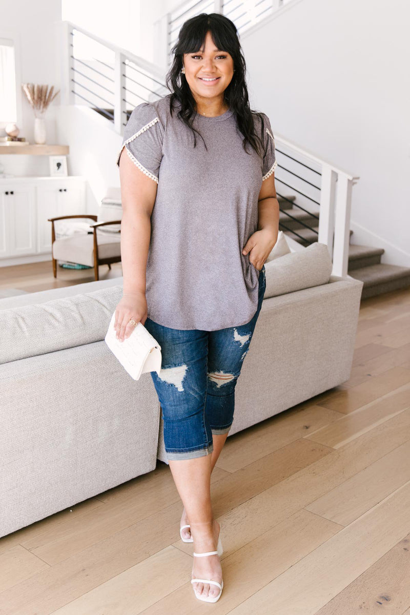 Laced Up & Sophisticated Blouse in Gray