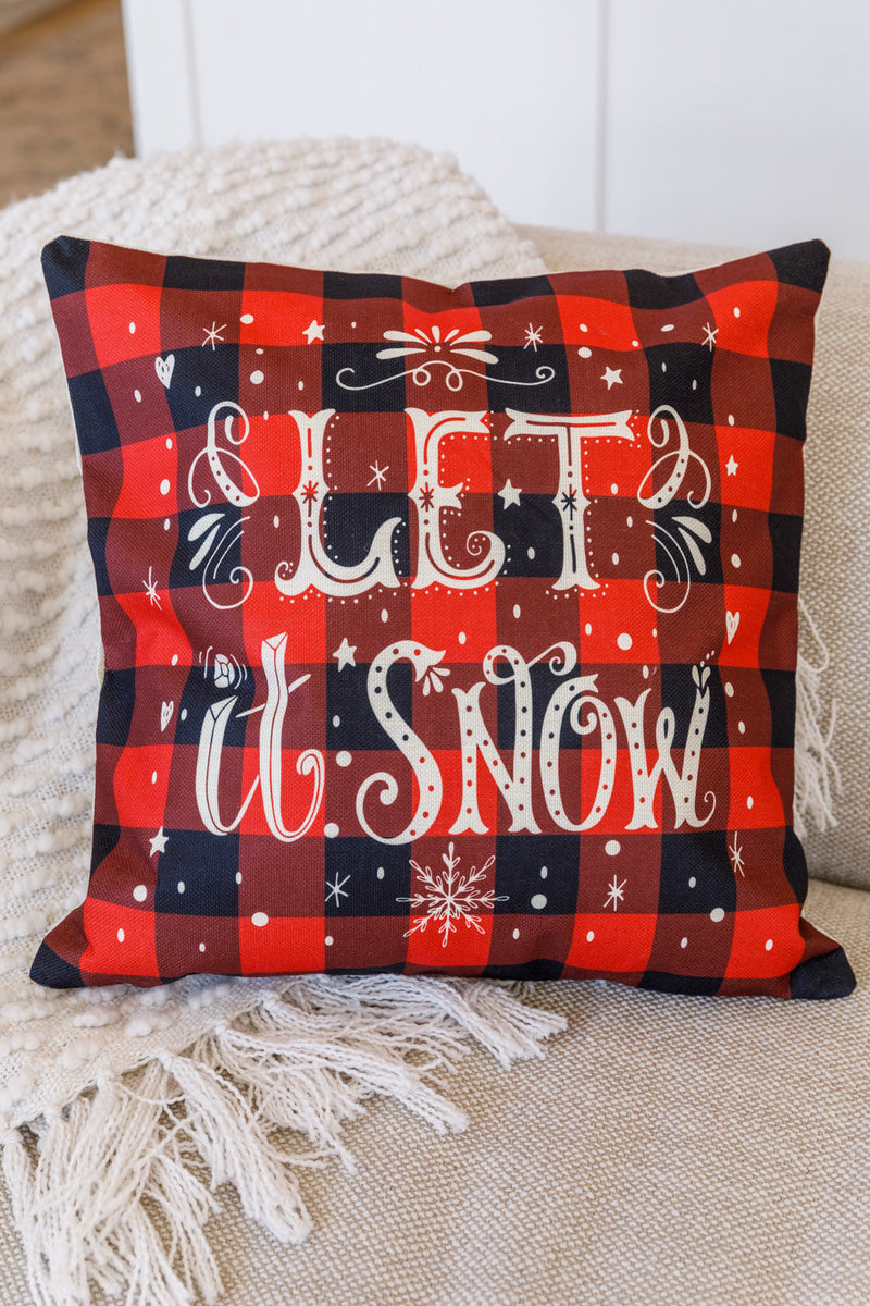 Let It Snow Buffalo Plaid Pillow Case