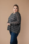 Lightweight Striped Pullover In Charcoal