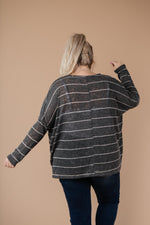 Lightweight Striped Pullover In Charcoal