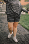 Lightweight Striped Shorts In Charcoal