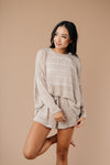 Lightweight Striped Pullover In Taupe