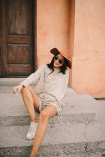 Lightweight Striped Shorts In Taupe