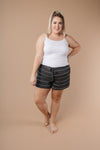 Lightweight Striped Shorts In Charcoal