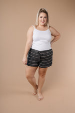 Lightweight Striped Shorts In Charcoal