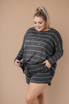 Lightweight Striped Pullover In Charcoal