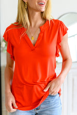 Listen Up V-Neck Top in Tomato