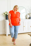 Listen Up V-Neck Top in Tomato