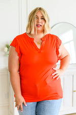 Listen Up V-Neck Top in Tomato