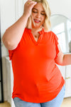 Listen Up V-Neck Top in Tomato