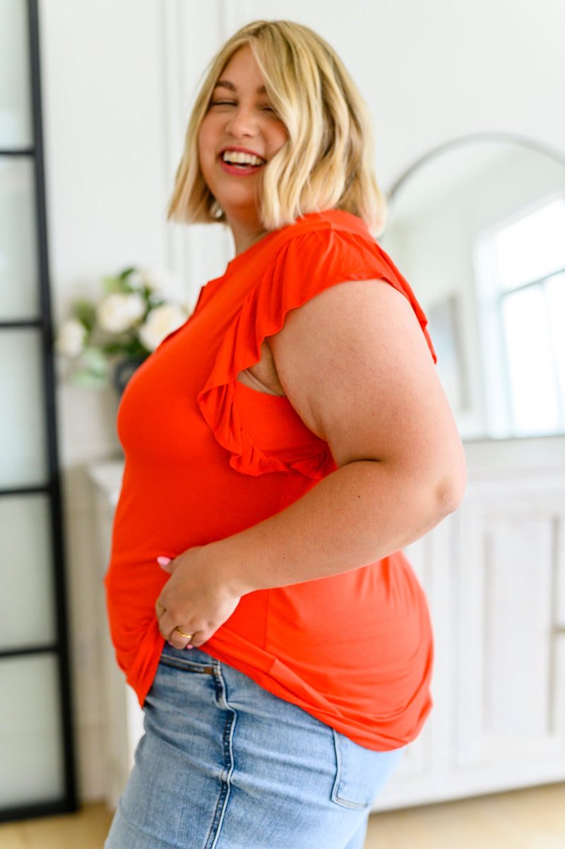 Listen Up V-Neck Top in Tomato