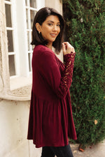 Little Bit Of Lace Cardigan in Burgundy