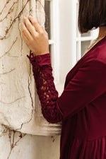 Little Bit Of Lace Cardigan in Burgundy