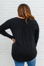 Long Sleeve Henley In Black