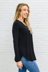 Long Sleeve Henley In Black