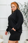 Long Sleeve Oversized Soft Top & Shorts Set In Black