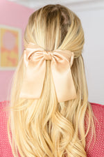 Love Story Satin Bow in Tan