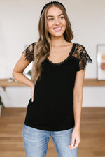 Lovely Lace Tee In Black