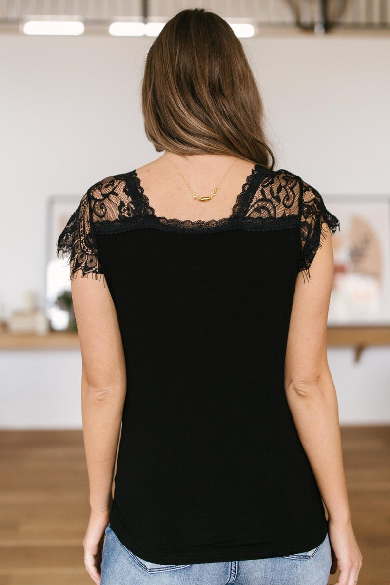 Lovely Lace Tee In Black