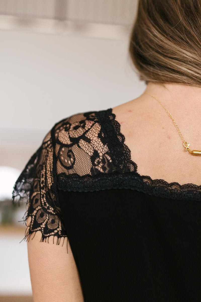 Lovely Lace Tee In Black