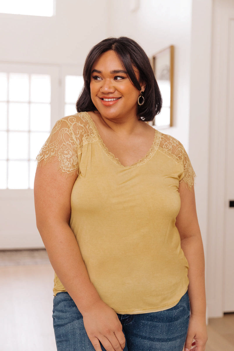 Lovely Lace Tee In Yellow