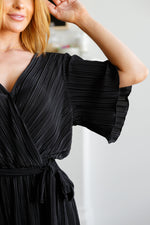 Lovely Life Plisse Romper in Black