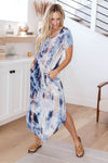 Miami Beach Tie Dye Maxi Dress In Navy