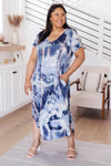 Miami Beach Tie Dye Maxi Dress In Navy