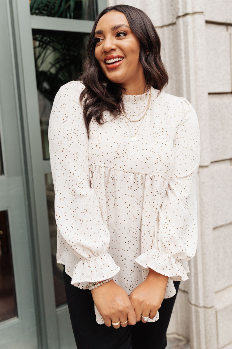 Madeline Polkadot Top in Ivory