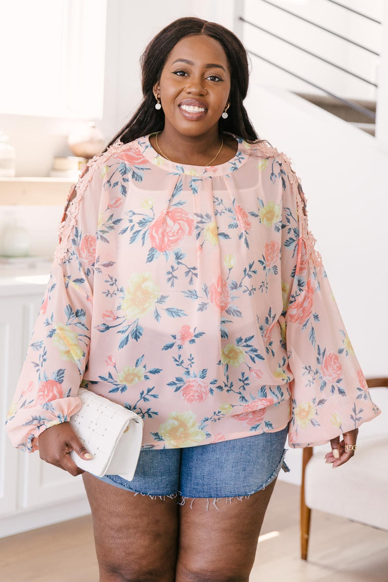 Maisy Floral Blouse in Peach