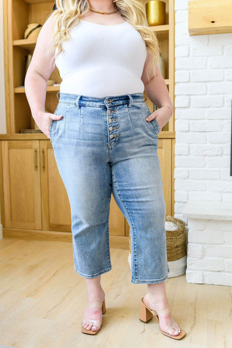 Judy Blue Mandy High Rise Vintage Wide Leg Crop Jeans