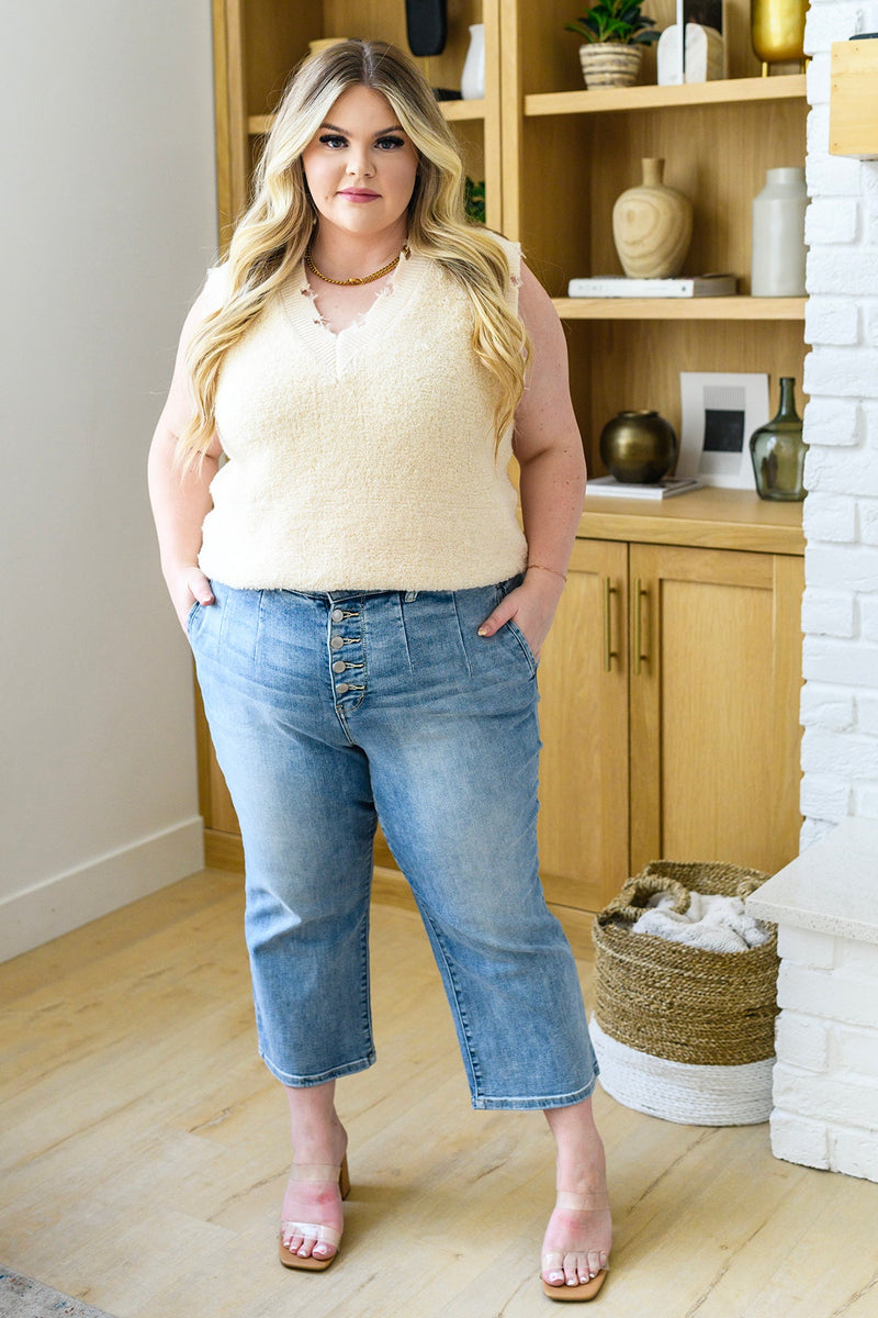 Judy Blue Mandy High Rise Vintage Wide Leg Crop Jeans
