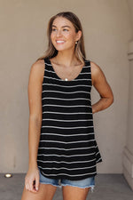 Marina Stripe Tank in Black