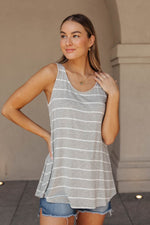 Marina Stripe Tank in Gray