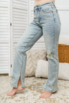 Judy Blue Meadow High Rise Straight Fit Destroyed Jeans