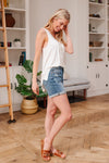 Judy Blue Mid-Rise Dandelion Embroidery Cuffed Shorts