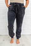 Mineral Wash Hoodie & Jogger Set In Charcoal