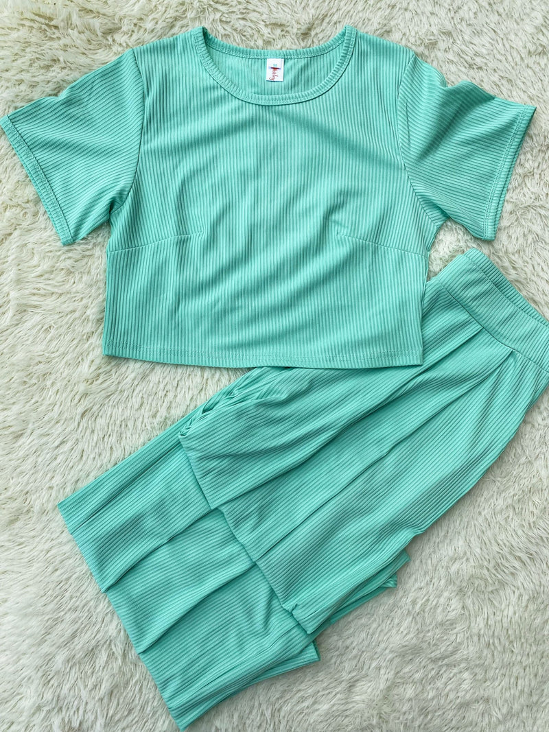 PREORDER: Petite Length Cropped Lounge Set in Four Colors