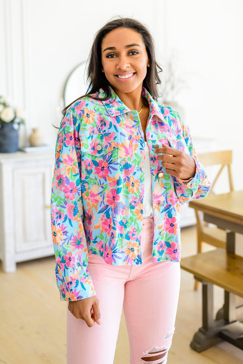 Never a Wall Flower Floral Corduroy Jacket
