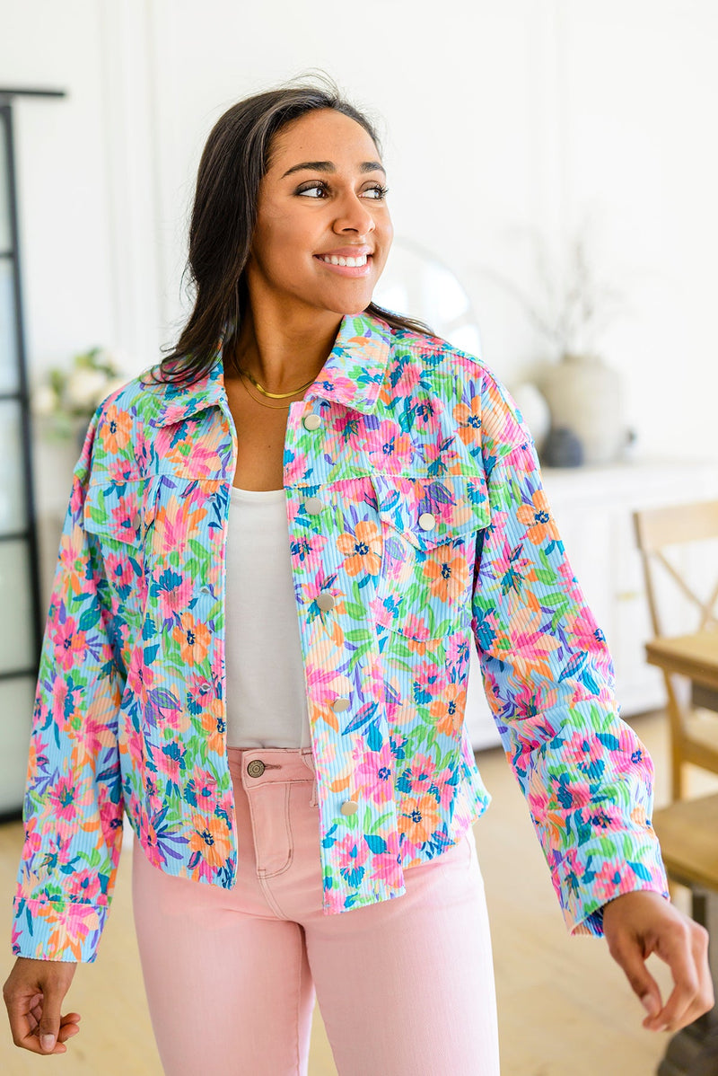 Never a Wall Flower Floral Corduroy Jacket