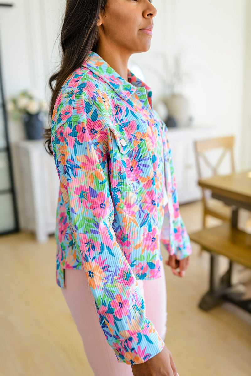 Never a Wall Flower Floral Corduroy Jacket
