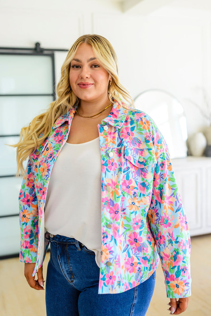 Never a Wall Flower Floral Corduroy Jacket