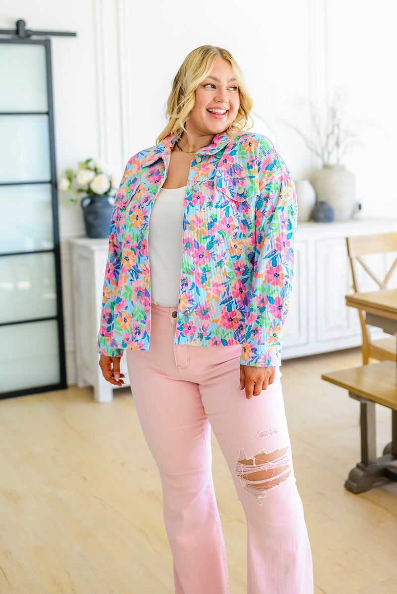 Never a Wall Flower Floral Corduroy Jacket