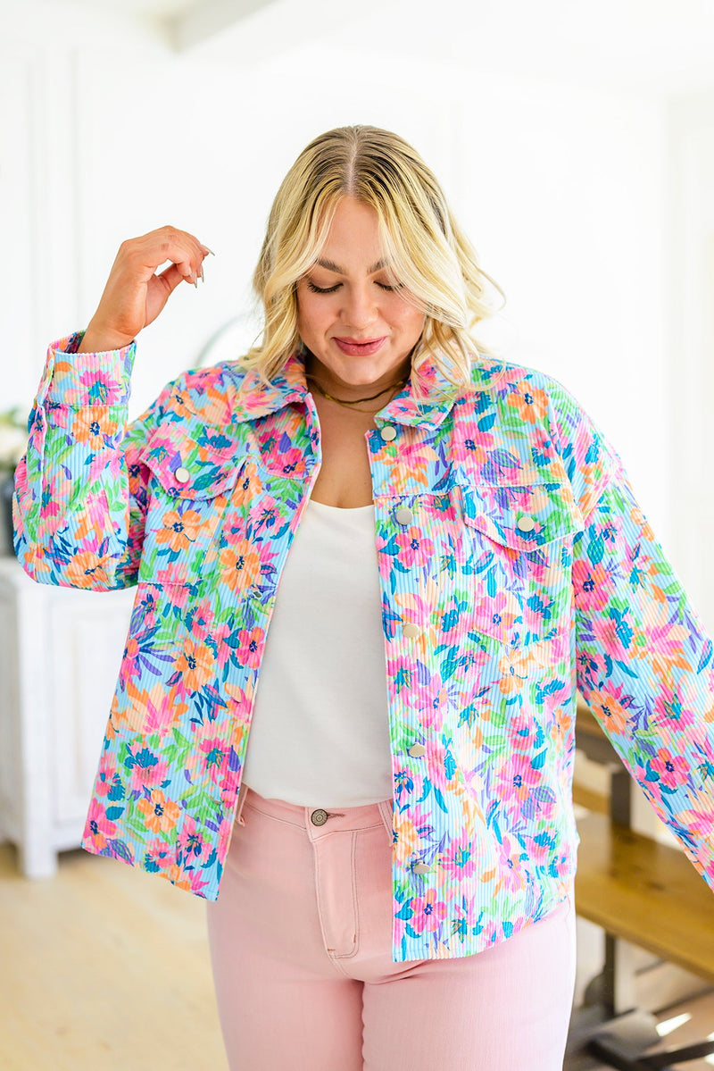 Never a Wall Flower Floral Corduroy Jacket