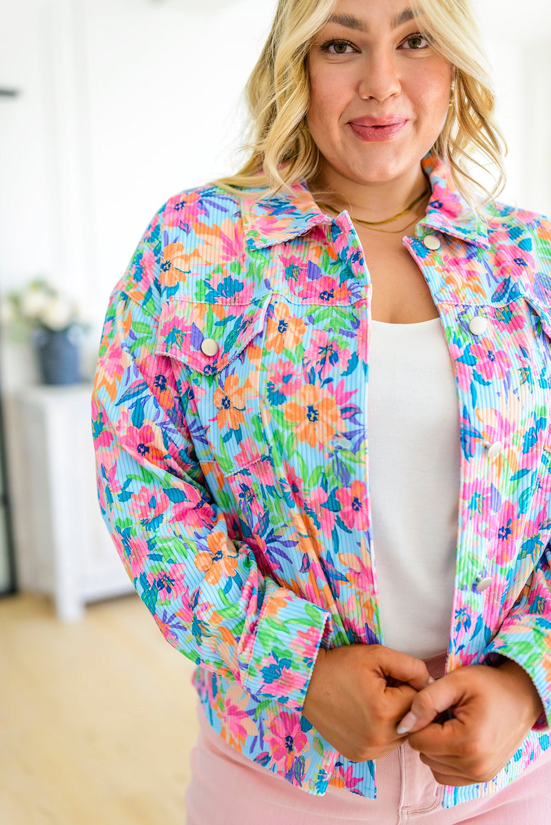 Never a Wall Flower Floral Corduroy Jacket