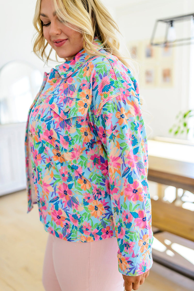 Never a Wall Flower Floral Corduroy Jacket