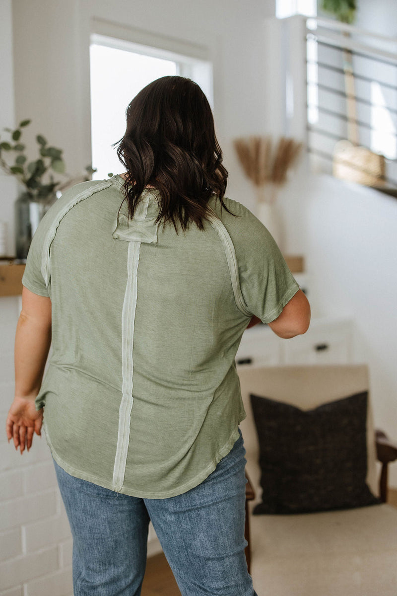 New Edition Mineral Wash T Shirt in Olive