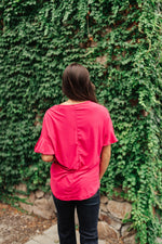 Nice Surprise Surplice Knit Top In Hot Pink