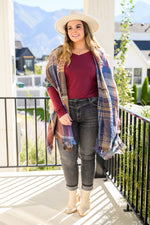 Nothing Better Long Sleeve V Neck Tee In Burgundy